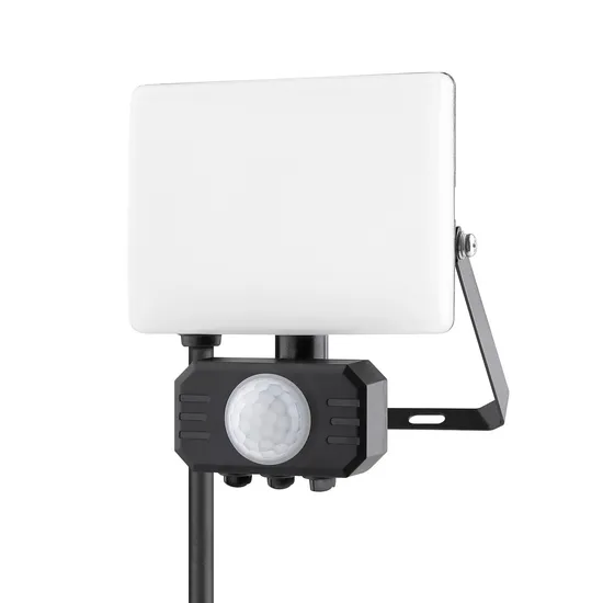CE IP65 10W Outdoor Industry Garden PC Lamp Shade LED Flood Light with PIR Sensor Good Quality Factory 3000K 4000K 6000K CCT 