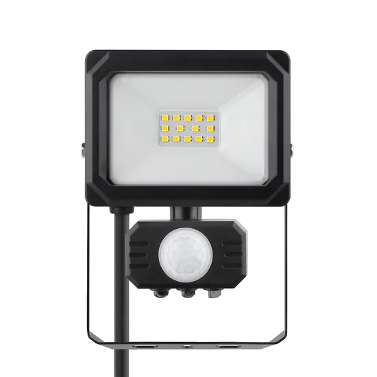 CE Standard IP65 10W Outdoor Industry Garden Black LED High Quality Flood Light with PIR Sensor 3000K 4000K 6000K CCT 